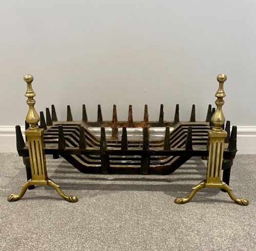 Antique Victorian Brass and Iron Fire Grate
