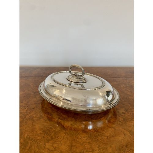 Antique Edwardian Quality Silver Plated Oval Entrée Dish