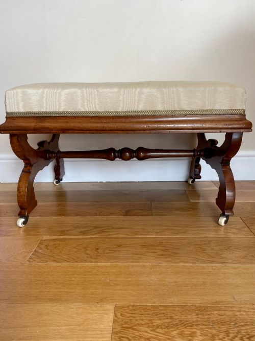 Antique Victorian Quality Walnut Stool