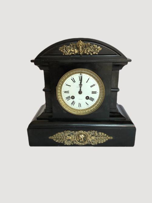 Quality Antique Victorian Marble and Brass Eight Day Striking Mantle Clock