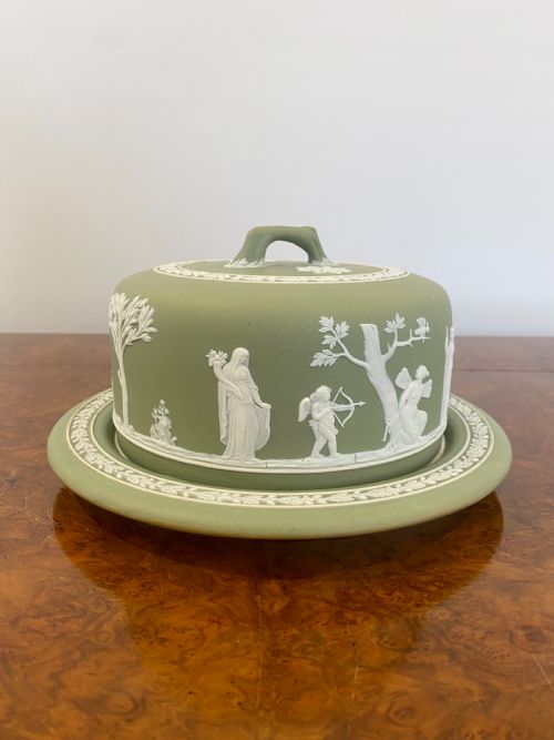 Antique Victorian Quality Wedgwood Jasperware Cheese Dish on a Stand