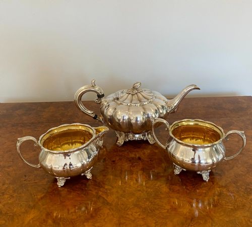 ANTIQUE EDWARDIAN QUALITY SILVER PLATED THREE PIECE TEA SET - ADDITIONAL PHOTO 1