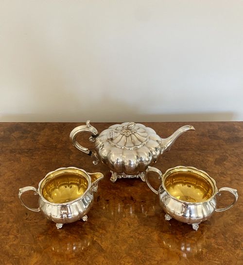 ANTIQUE EDWARDIAN QUALITY SILVER PLATED THREE PIECE TEA SET - ADDITIONAL PHOTO 2