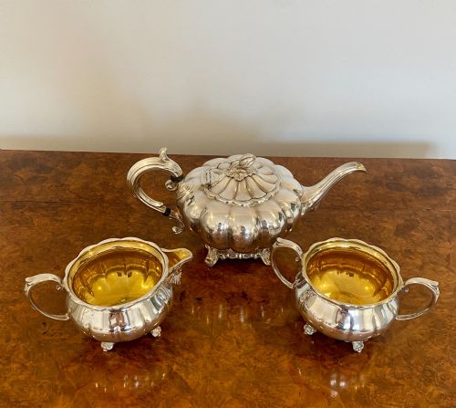 ANTIQUE EDWARDIAN QUALITY SILVER PLATED THREE PIECE TEA SET - ADDITIONAL PHOTO 3