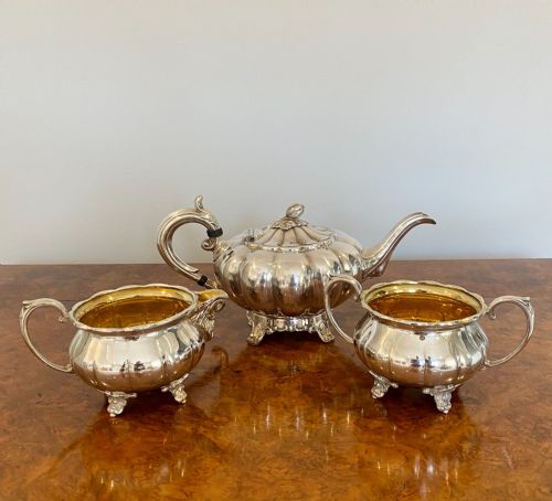 ANTIQUE EDWARDIAN QUALITY SILVER PLATED THREE PIECE TEA SET - ADDITIONAL PHOTO 4