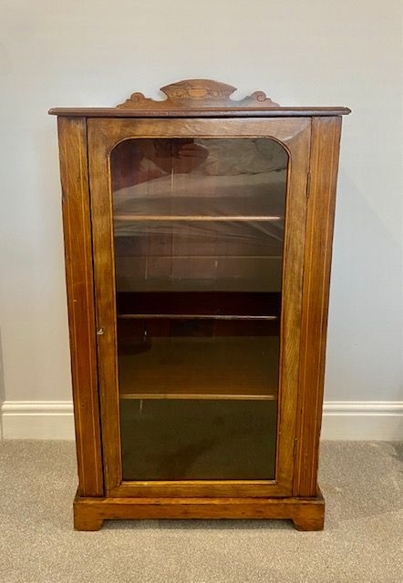 Antique Victorian Walnut Inlaid Side Cabinet
