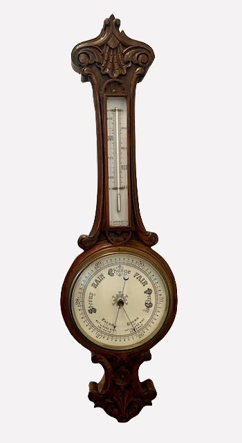 Antique Quality Carved Oak Banjo Barometer