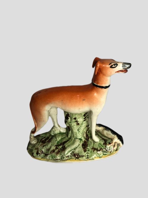 Antique Victorian Staffordshire Figure of a Greyhound Dog