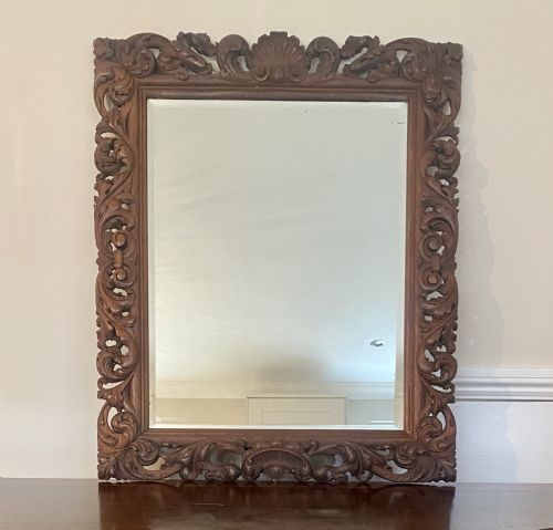 Antique Victorian Quality Carved Oak Wall Mirror