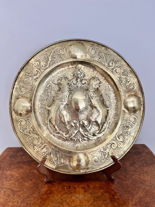 Large Antique Victorian Quality Brass Alms Dish