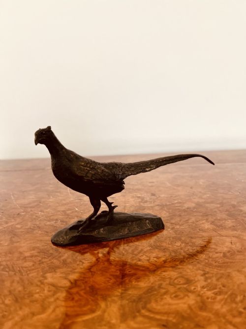 Antique Victorian Quality Bronze Pheasant Signed by Barye
