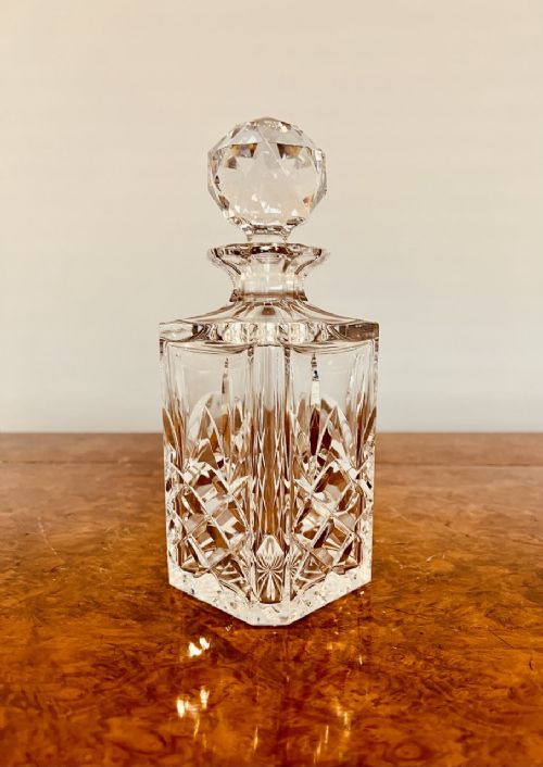 Quality Antique Edwardian Cut Glass Whisky Decanter