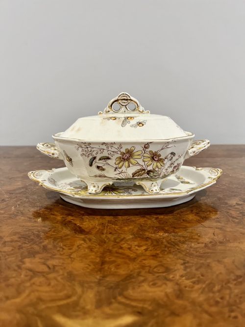 Large Antique Victorian Quality Porcelain Tureen and Stand