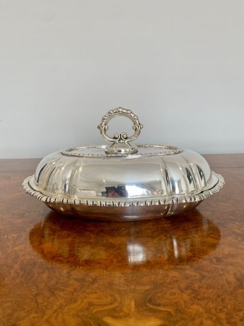 Antique Edwardian Quality Silver Plated Oval Entree Dish