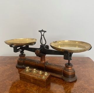 Large Antique Victorian Quality Postal Scales with Original Weights