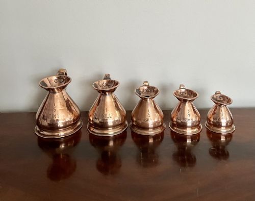 Quality Set of Five Victorian Copper Measures