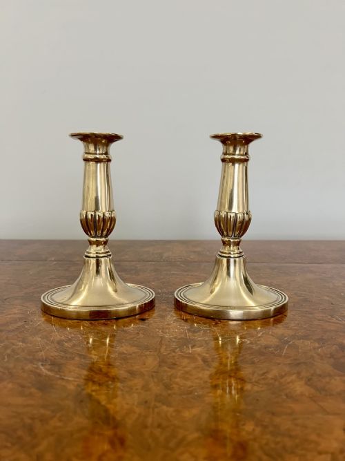 Pair of George III Antique Brass Candlesticks