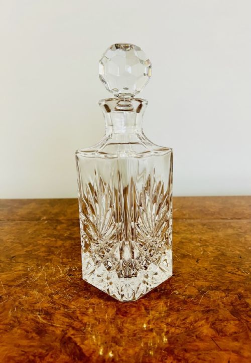Quality Antique Edwardian Cut Glass Whisky Decanter