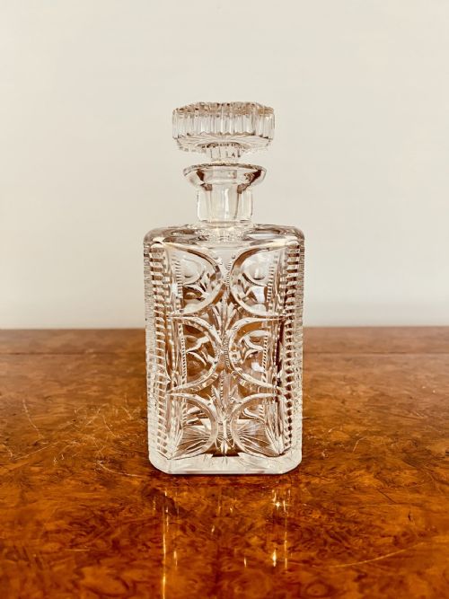 Antique Edwardian Quality Cut Glass Decanter