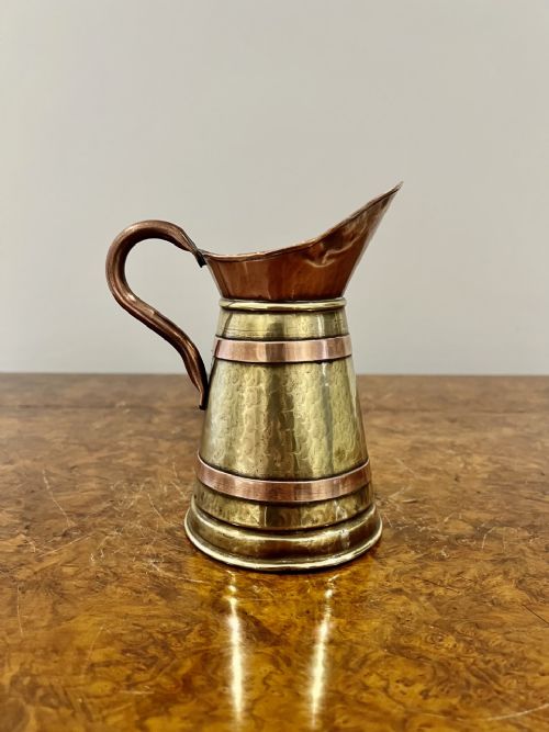 Antique Edwardian Quality Brass and Copper Jug