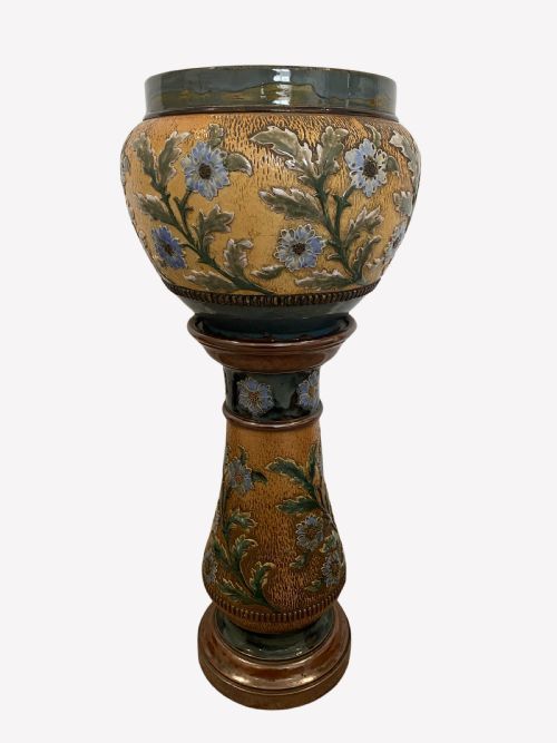 Fantastic Original Antique Victorian Royal Doulton Jardiniere on a Stand