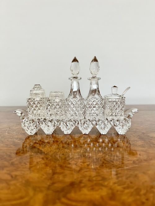Antique Edwardian Quality Cut Glass Cruet Set