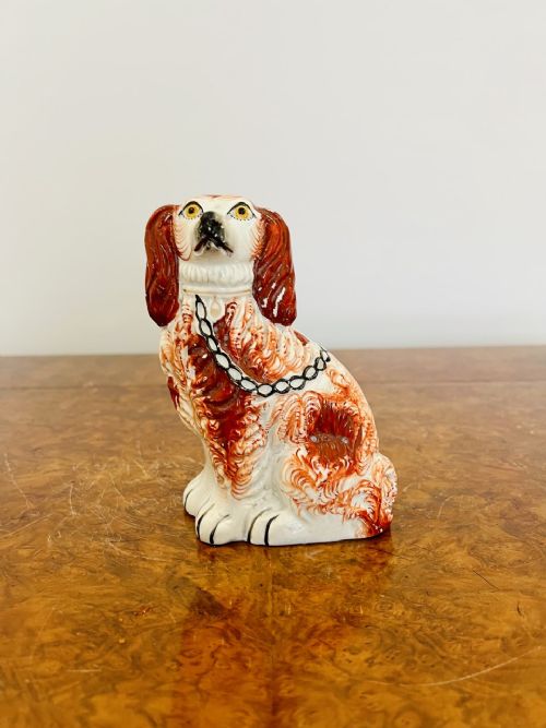 Antique Victorian Staffordshire Spaniel Seated Dog