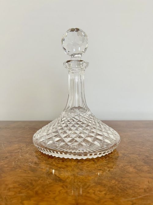 Antique Edwardian Quality Cut Glass Ships Decanter