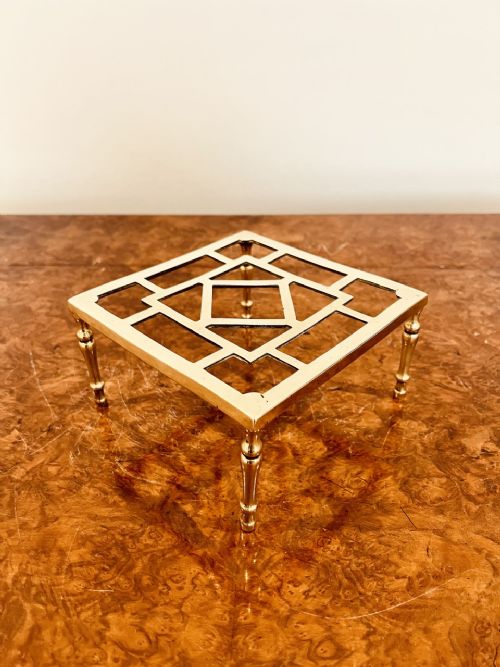 Antique Edwardian Brass Square Trivet