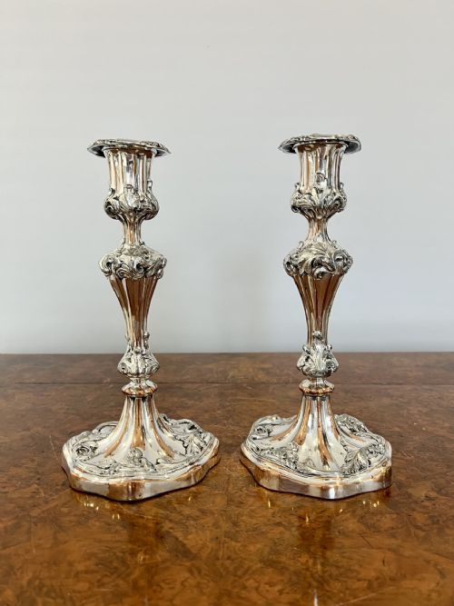 Quality Pair of Antique Ornate Candlesticks