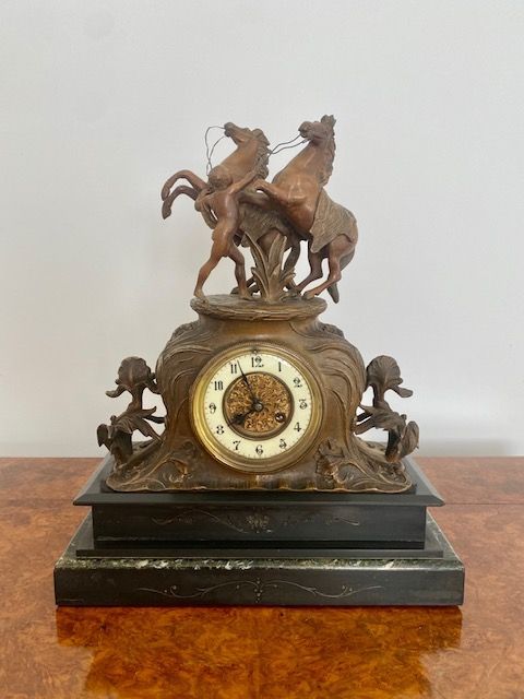 Large Antique Victorian Marble Mantle Clock