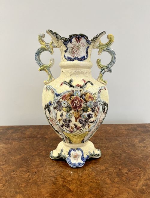 Large Antique Victorian Hand Painted Vase