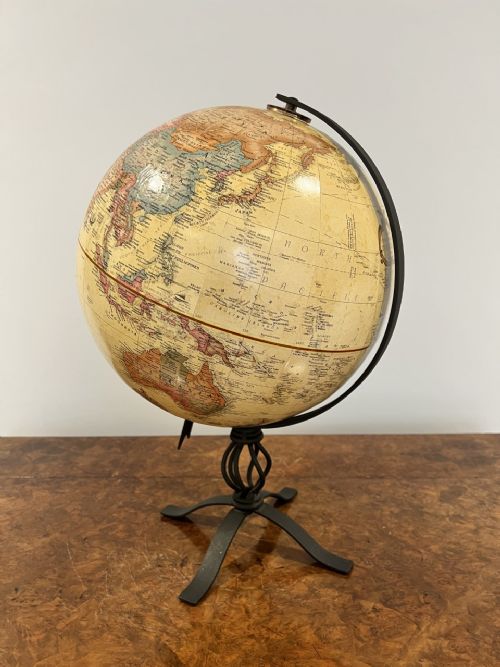 Antique Terrestrial Globe on a Metal Stand