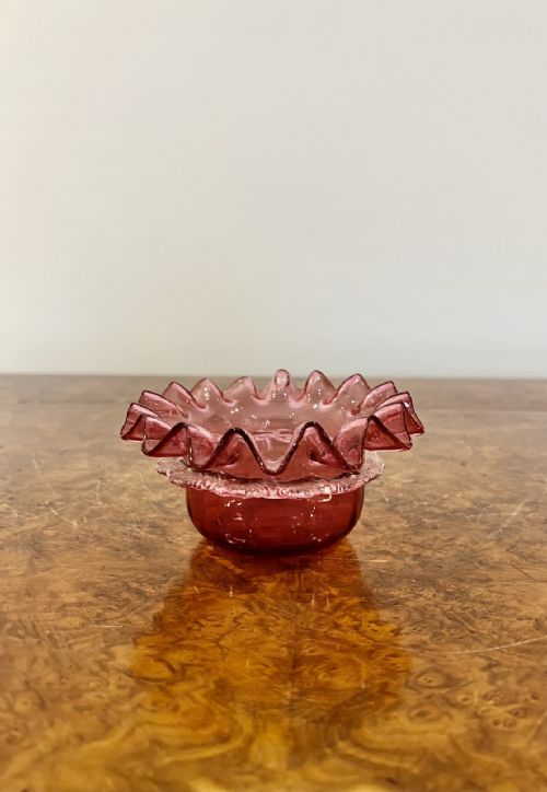 Small Victorian Quality Cranberry Glass Bowl