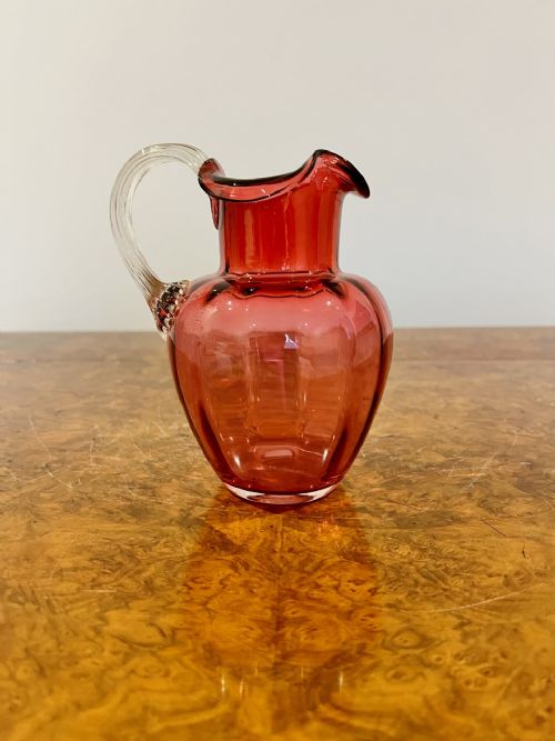 Antique Victorian Cranberry Glass Jug