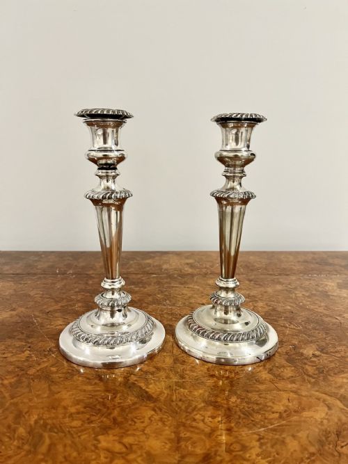 Pair of Quality Antique Victorian Silver Plated Candlesticks