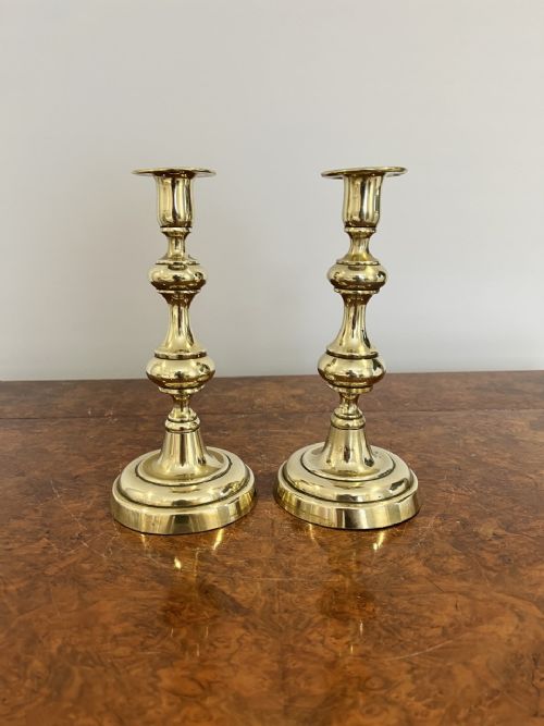 Quality Pair of George III Brass Candlesticks