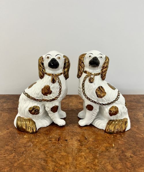 Quality Pair of Antique Victorian Staffordshire Dogs