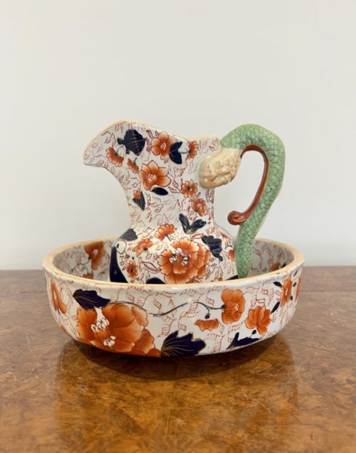 Antique Victorian Quality Masons Ironstone Jug and Bowl Set