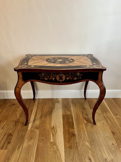 Fine Quality Antique Victorian French Kingwood Marquetry Inlaid Freestanding Centre Table