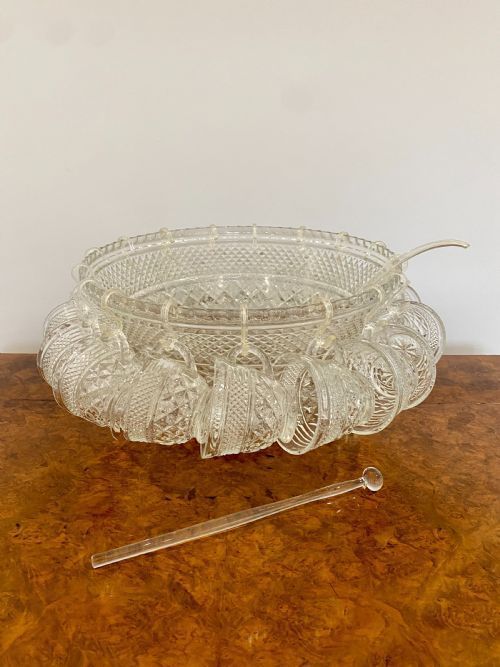 Large Unusual Edwardian Quality Glass Punch Bowl