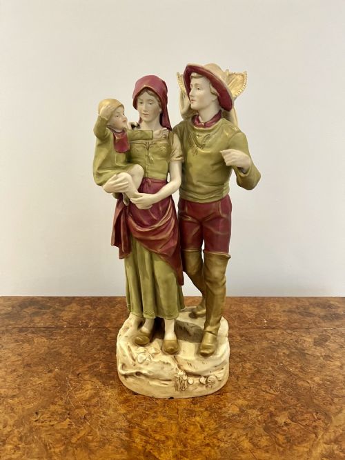 Large Antique Royal Dux Figural Group Signed Hampel