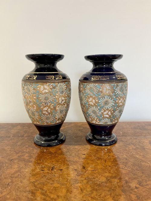 Pair of Antique Doulton Lambeth Vases