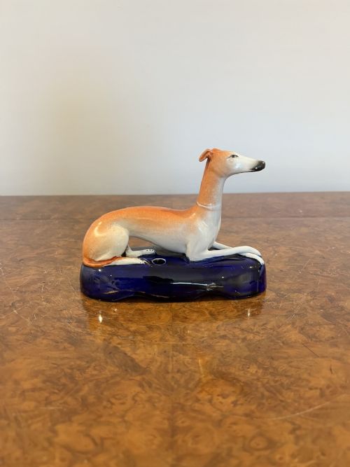 Quality Antique Victorian Staffordshire Greyhound Inkwell
