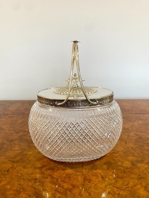 Fantastic Quality Antique Victorian Cut Glass & Silver Plated Biscuit Barrel