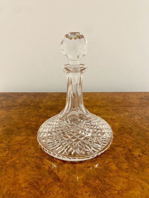 Antique Edwardian Quality Cut Glass Ships Decanter