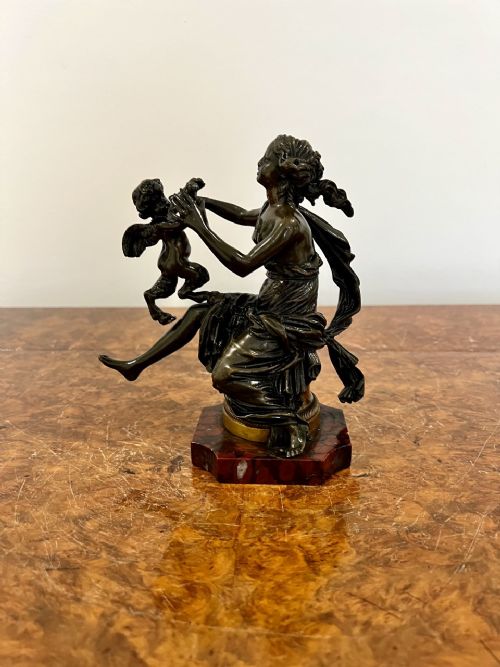 Antique Victorian Quality Bronze Figure of a Seated Lady