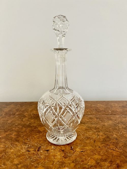 Antique Edwardian Quality Cut Glass Decanter