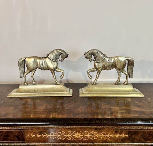Quality Pair of Antique Victorian Brass Door Stops