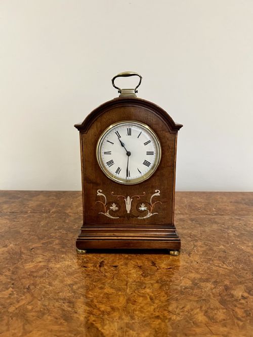 Outstanding Quality Antique Victorian Mahogany Inlaid Mantle Clock